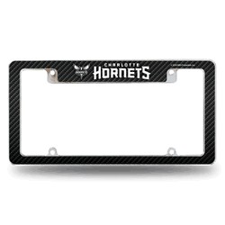 Charlotte Hornets Black 12" x 6" Chrome All Over Automotive License Plate Frame for Car/Truck/SUV