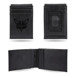 Charlotte Hornets Black Laser Engraved Front Pocket Wallet