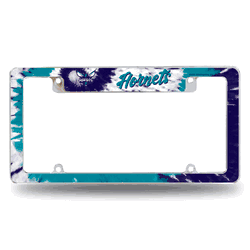 Charlotte Hornets Tie Dye 12" x 6" Chrome All Over Automotive License Plate Frame for Car/Truck/SUV