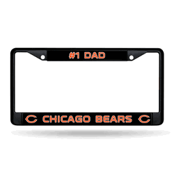 Chicago Bears #1 Dad Black Chrome Frame with Decal Inserts 12" x 6" Car/Truck Auto Accessory