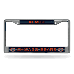Chicago Bears #1 Mom 12" x 6" Silver Bling Chrome Car/Truck/SUV Auto Accessory
