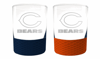 Chicago Bears 2pc Laser Etched Commissioner Rocks Glass Set