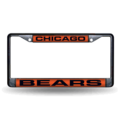 Chicago Bears Black 12" x 6" Black Laser Cut Chrome Frame