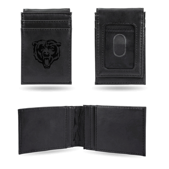 Chicago Bears Black Laser Engraved Front Pocket Wallet