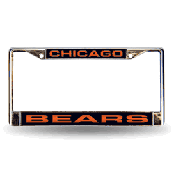 Chicago Bears Blue 12" x 6" Laser Cut Chrome Frame