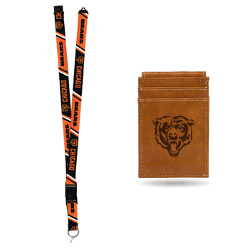 Chicago Bears Brown Front Pocket Wallet Set