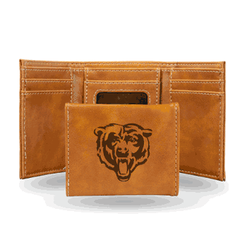 Chicago Bears Brown Laser Engraved Tri-Fold Wallet
