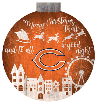 Chicago Bears Christmas Village 12in Wall Art