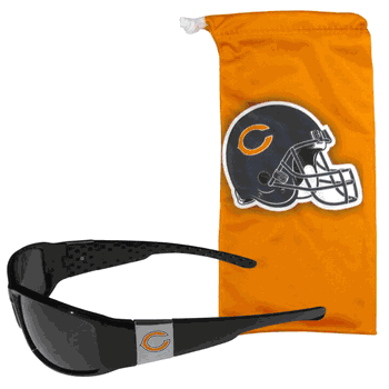 Chicago Bears Chrome Wrap Sunglasses and Bag