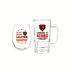 Chicago Bears Drink Set Boxed 17oz Stemless Wine and 16oz Tankard