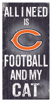 Chicago Bears Football and My Cat 6x12 Sign