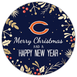 Chicago Bears Merry Christmas & New Year 12in Circle