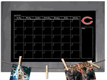 Chicago Bears Monthly Chalkboard with frame & clothespins 11x19 Sign
