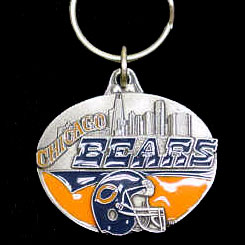 Chicago Bears Oval Carved Metal Key Chain