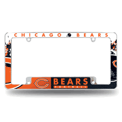 Chicago Bears Primary 12" x 6" Chrome All Over Automotive License Plate Frame for Car/Truck/SUV