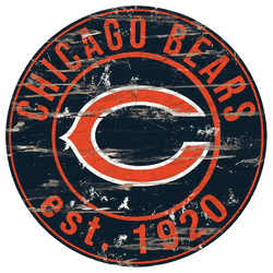 Chicago Bears Round Distressed Sign