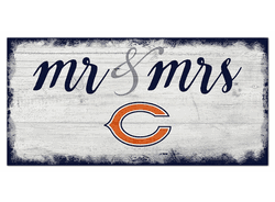 Chicago Bears Script Mr & Mrs 6x12 Sign
