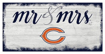 Chicago Bears Script Mr & Mrs 6x12 Sign