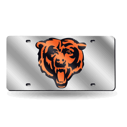 Chicago Bears Silver 12" x 6" Silver Laser Cut Tag For Car/Truck/SUV