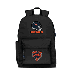 Chicago Bears Two-Logo Campus Backpack, Black, with Navy Zipper