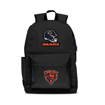 Chicago Bears Two-Logo Campus Backpack, Black, with Navy Zipper