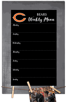 Chicago Bears Weekly Chalkboard with frame & clothespins 11x19 Sign