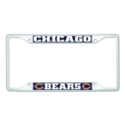 Chicago Bears White Metal License Plate Frame - 6.25"x12.25"