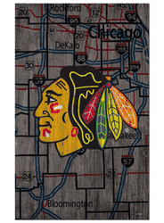 Chicago Blackhawks 11x19 City Map Sign