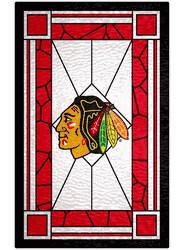 Chicago Blackhawks 11x19 Stained Glass Wood Sign