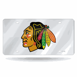 Chicago Blackhawks  12" x 6" Silver Laser Cut Tag For Car/Truck/SUV