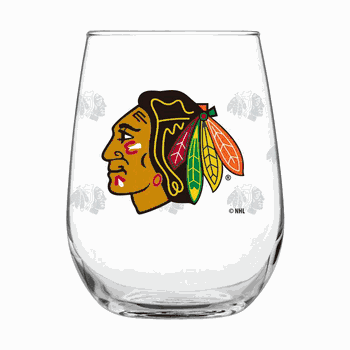 Chicago Blackhawks 16oz Satin Etch Curved Beverage Glass