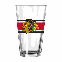 Chicago Blackhawks 16oz Stripe Pint Glass