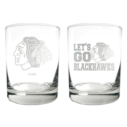 Chicago Blackhawks 2pc Rocks Glass Set