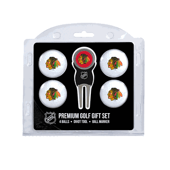Chicago Blackhawks 4 Ball Gift Set + Divot Tool & Marker