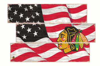 Chicago Blackhawks American Flag 3 Plank