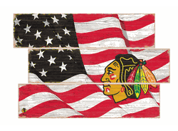 Chicago Blackhawks American Flag 3 Plank