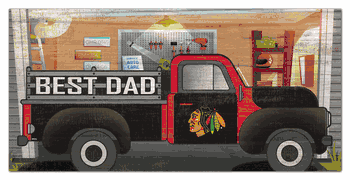 Chicago Blackhawks Best Dad Truck 6x12 Sign