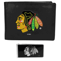 Chicago Blackhawks Bi-fold Wallet & Black Money Clip