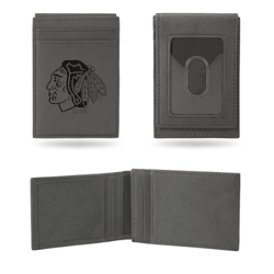 Chicago Blackhawks Black Laser Engraved Front Pocket Wallet