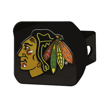 Chicago Blackhawks Black Metal Hitch Cover - 3D Color Emblem