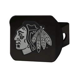 Chicago Blackhawks Black Metal Hitch Cover with Metal Chrome 3D Emblem