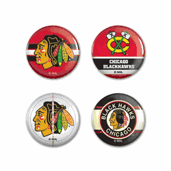 Chicago Blackhawks Buttons 4 Pack - Special Order