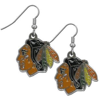 Chicago Blackhawks Chrome Dangle Earrings