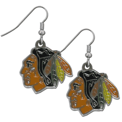 Chicago Blackhawks Chrome Dangle Earrings