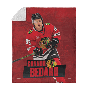 Chicago Blackhawks Connor Bedard NHL Silk Touch Sherpa Throw Blanket 50x60 Inches