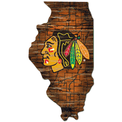 Chicago Blackhawks Distressed State Cutout Sign