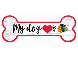 Chicago Blackhawks Dog Bone 6x12 Sign