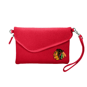Chicago Blackhawks Fold Over Crossbody Pebble Light Red
