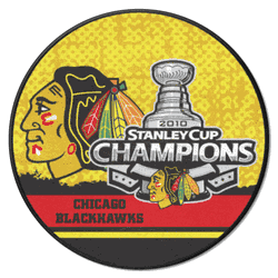 Chicago Blackhawks Hockey Puck Rug - 27in. Diameter, 2010 NHL Stanley Cup Champions