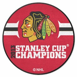 Chicago Blackhawks Hockey Puck Rug - 27in. Diameter, 2013 NHL Stanley Cup Champions